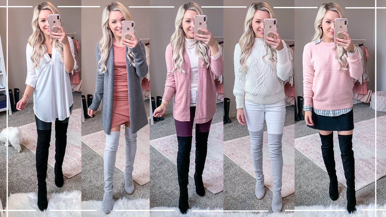 over the knee boots outfit winter