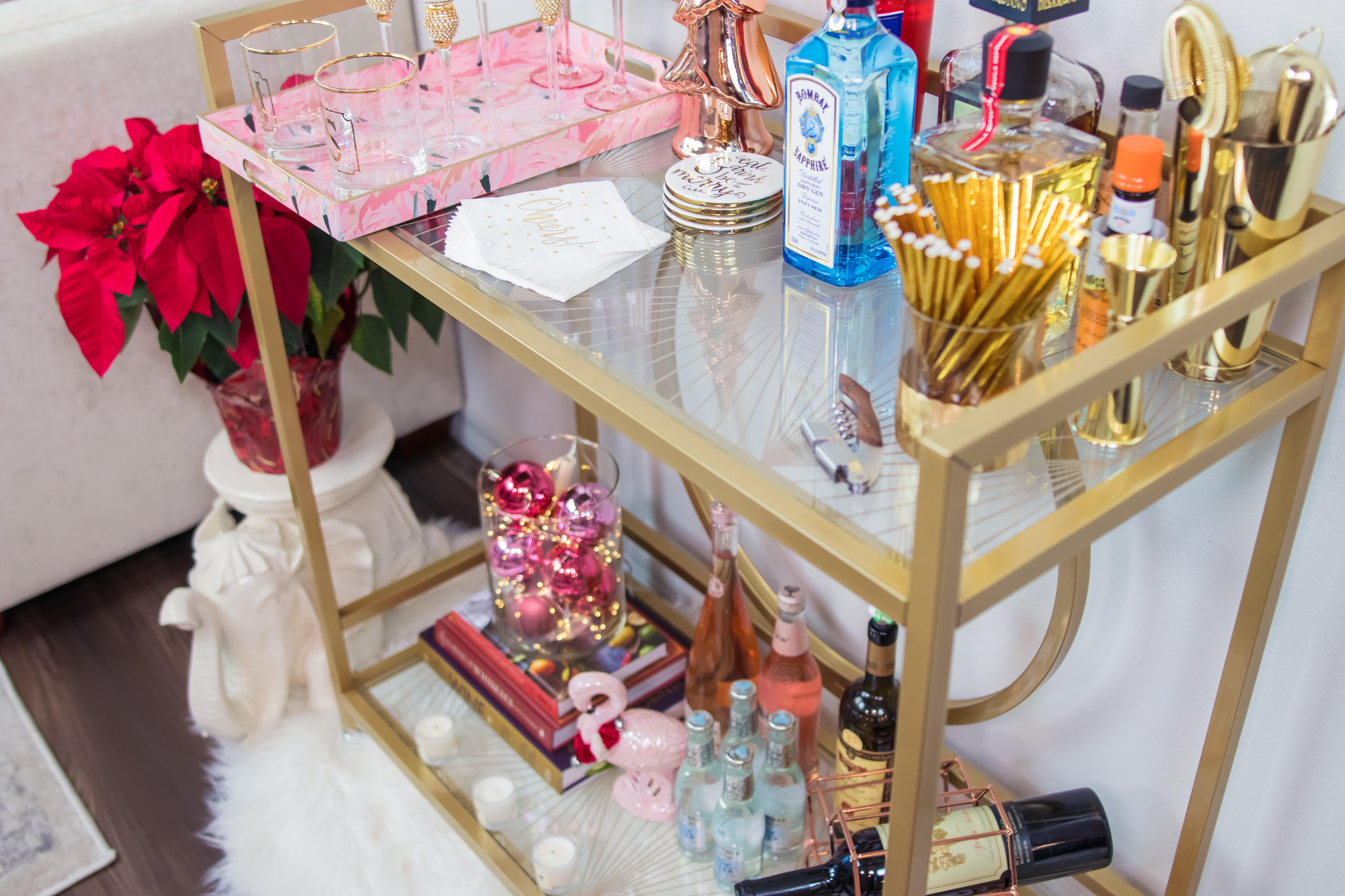 how to stock bar cart for holidays