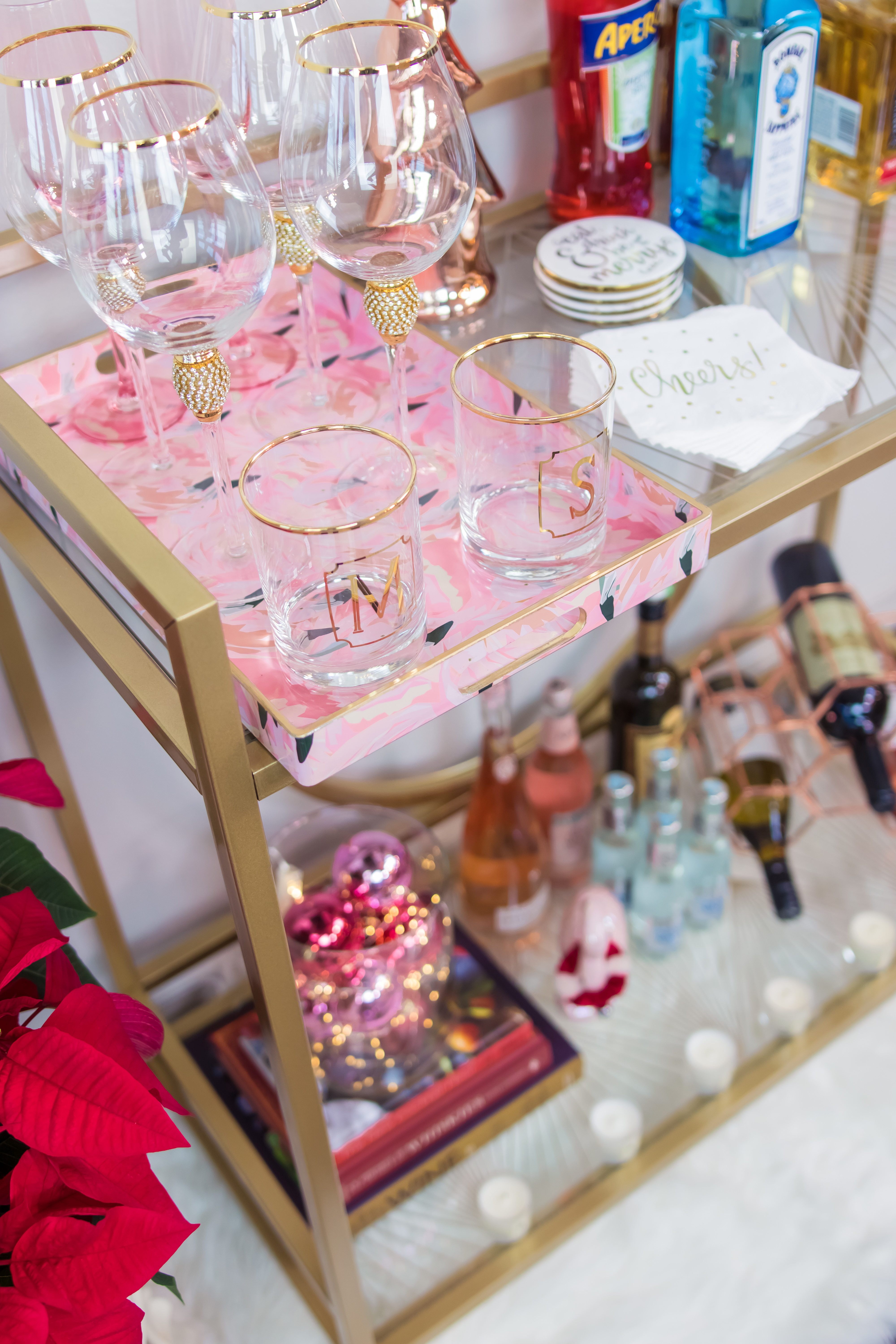 styling bar cart for holiday party